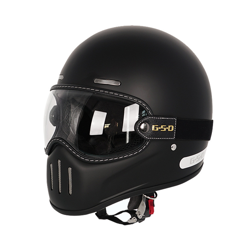 Motorbike Helmet, Motuoche Motosiklet kaskı (dəbilqə) - matte-black-transparent-lens-m55-56