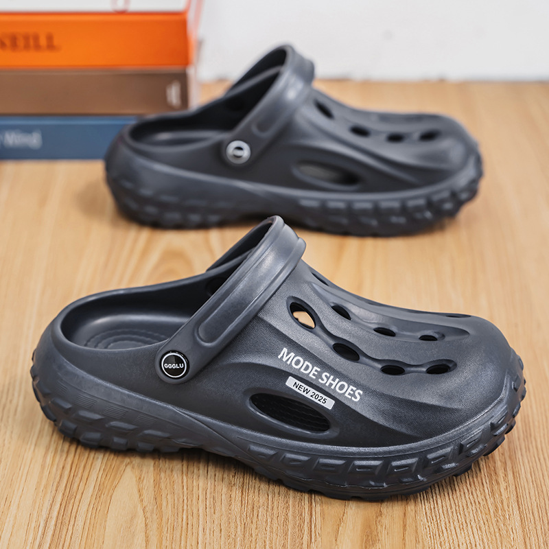 Zapatillas frías para hombres verano 2025 nueva moda versátil viaje antideslizante fondo grueso dos sandalias de playa para hombres image 4