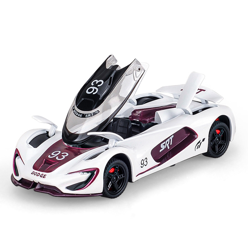 Simulation 1:32 Dodge SRT Tomahawk alloy car model track version sound and light back force exquisite ornaments toy generation hair
