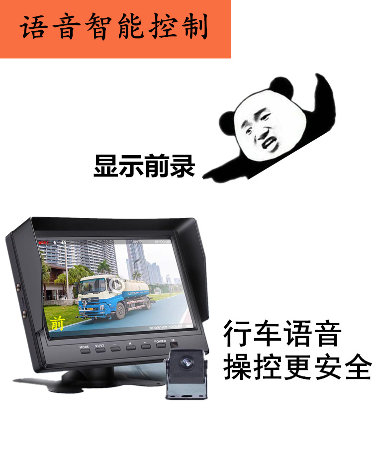 12v24V car semi-trailer harvester truck reversing image monitoring recorder all-in-one high-definition camera