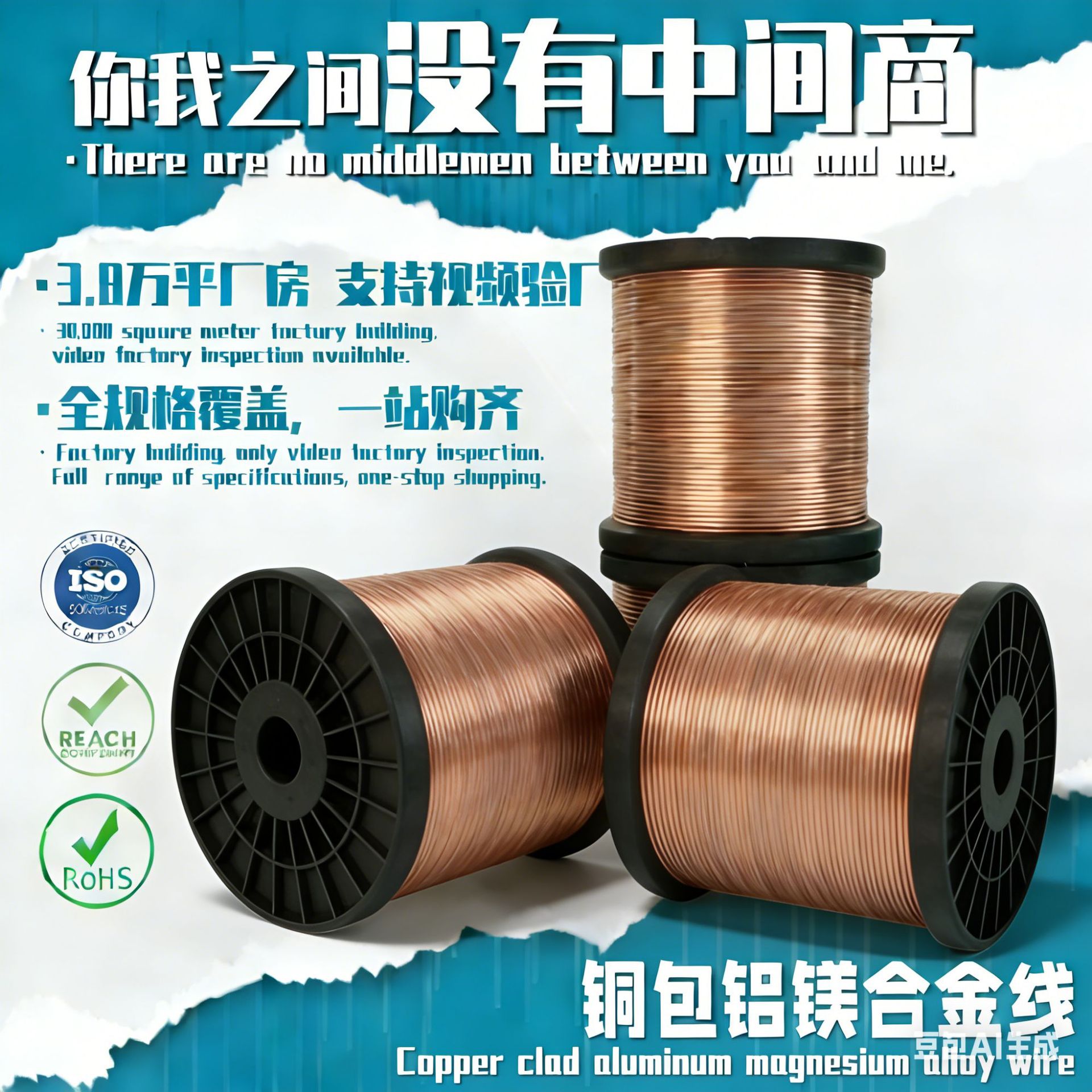 0.12mm-8.0mm铜包铝镁合金线CCAM软质纯铜线替代品软铜线铜包铝丝