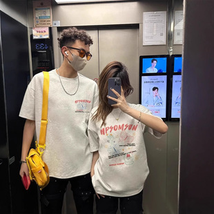 Summer Pure Cotton Short-Sleeved T-Shirt Couple Wear Lazy Style Loose Niche Design Tops for Men and Women Student Trendy Class Uniforms