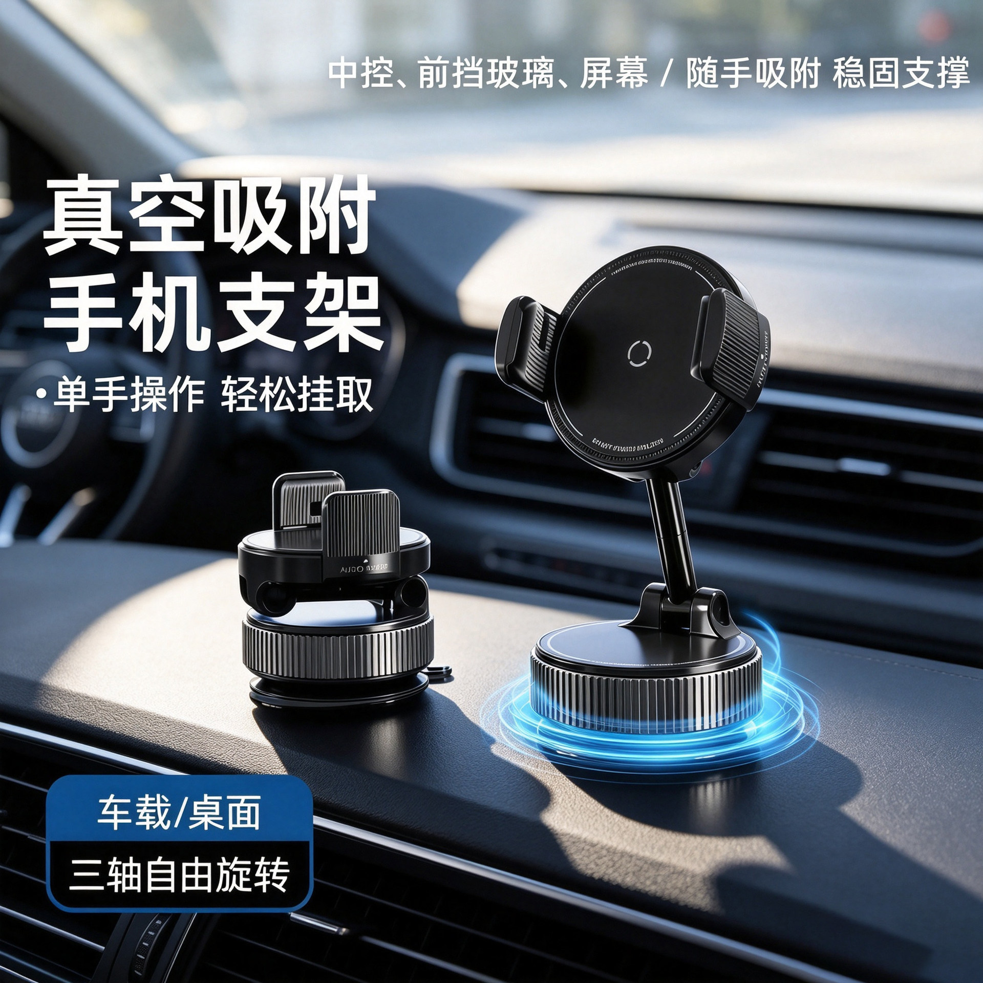 【Source Factory】Cross-border Nano Car Phone Holder for Photography, Universal Navigation, Single-Hand Stable Clamp, Wholesale