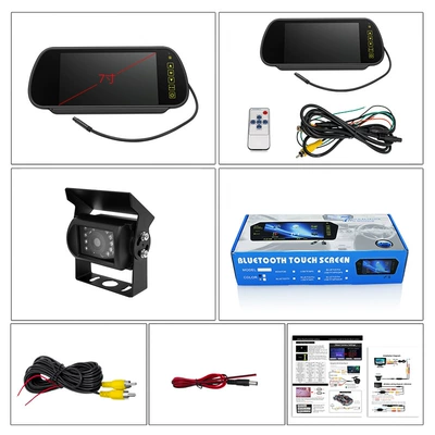 Car display, rearview mirror display short license - 7inch-rearview-mirror-12v-24v-bus-infrared-camera-wired-version