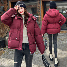 宽松加肥加大韩版2025休闲棉服保暖中长款连帽收腰抽绳外套女棉衣