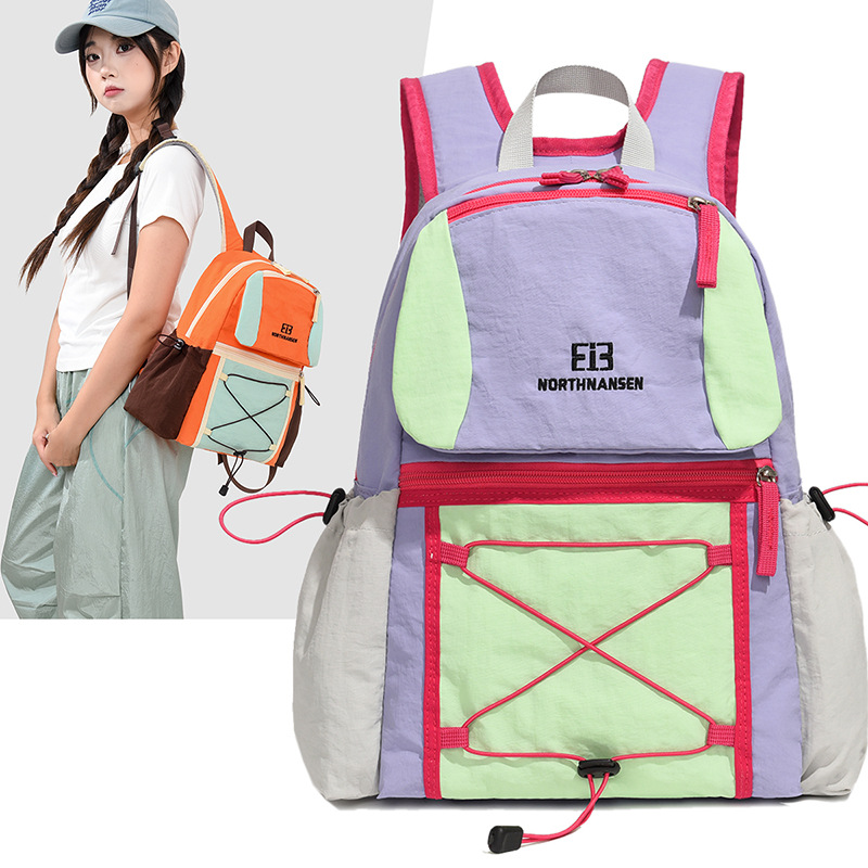 Dopamine-inspired color-blocked backpack, large-capacity student backpack, lightweight travel bag, outdoor hiking and mountaineering backpack, unisex