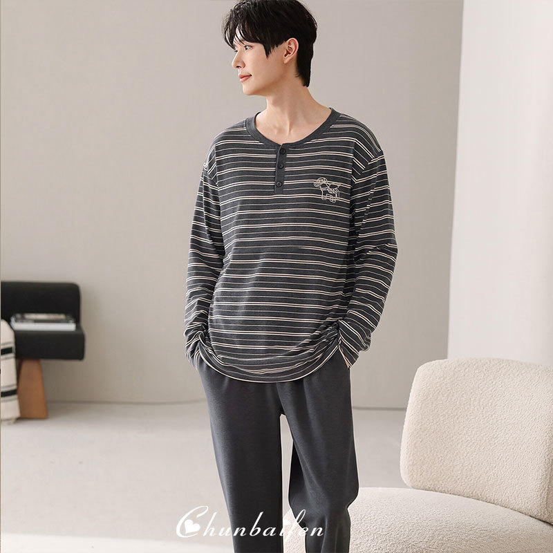 Conjunto de Pijama de Algodón para Hombre, Transpirable, para Uso en Casa y Exterior