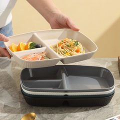 211減脂餐盤分格長方三格盤子早餐大人兒童分餐盤減肥水果盤食堂