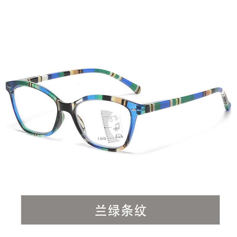 新型越境ファッションストライプ防ブルーライト多焦点老眼鏡女性ハイビジョン読書鏡優雅老眼鏡男|undefined