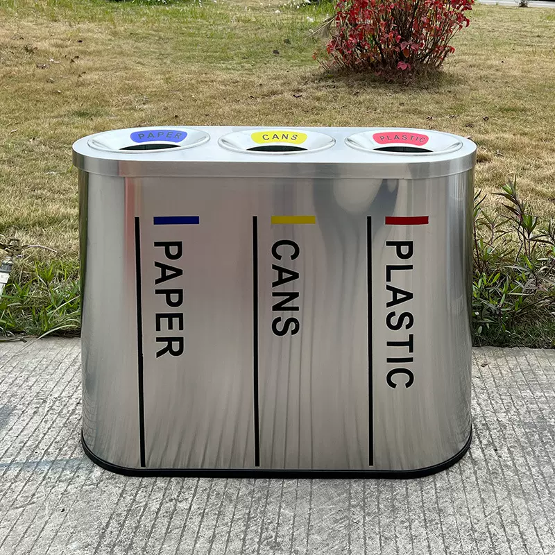 定制不锈钢室内垃圾分类桶地铁学校车站酒店物业小区大堂果皮箱