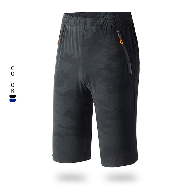 Cropped Pants Men's Summer Shorts Ice Silk Cropped Pants Summer Men's Quick-drying Sports Pants Large Size Camouflage Cropped Pants