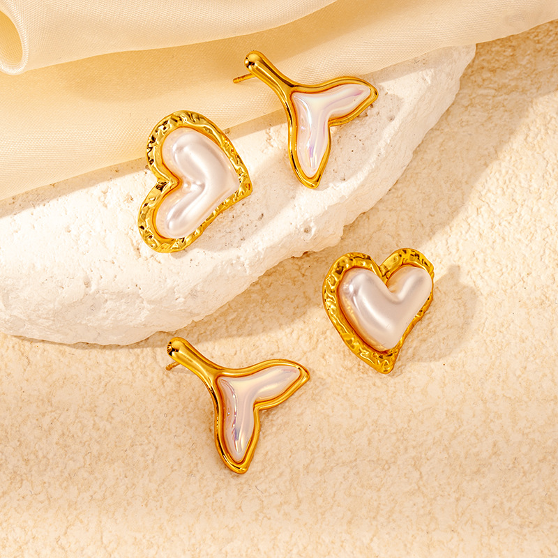 10g Weight 0.03µm Gold Plating Thickness Electroplated Gold Plating Process 201 Stainless Steel Ear Needle Material Golden Plated Plating Material Artificial Pearls Inlay Material Ear Studs Classification 1 Pair Quantity Holiday, Daily Occasion 201 Stainless Steel Material Heart Shape, Fish Tail Pattern Women's Gender Casual, Simple Style, Streetwear Style Plating Craft 1 Pair Casual Simple Style Streetwear Heart Shape Fish Tail Plating 304 Stainless Steel Ear Studs 6