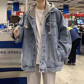 牛仔夹克港风男装新款潮牌ins秋冬韩版秋季青年情侣连帽休闲外套