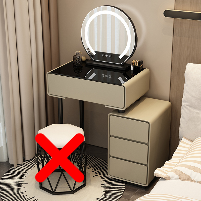 Tocador para el hogar Mesa de pizarra de roca simple con cajones Mesa de tocador de gran capacidad Mueble de almacenamiento junto a la cama Mesa de maquillaje integrada