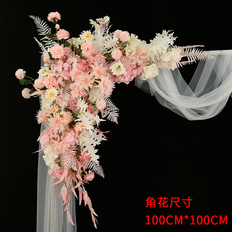 結婚式の道具の青い結婚式のシミュレーションの花の列の花の三角の花の列は造花の舞台の装飾の大きい赤色を配置します。|undefined
