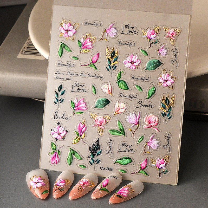 Nail Art Stickers, Stereo Hot Stamping, Perfume Lily Nail Decals, DIY Handbook Lipstick Building Decorative Stickers