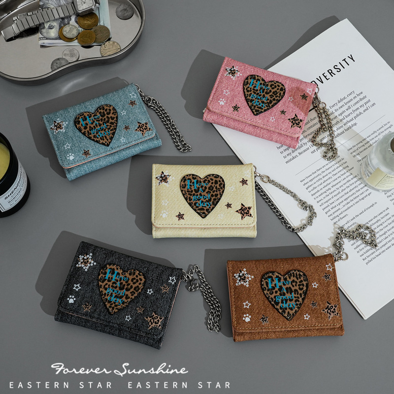 Leopard print heart lanyard ~ New 70% off simple Korean style multifunctional foldable wallet WALLET in stock card holder Leopard print heart lanyard ~ New 70% off simple Korean style multifunctional foldable wallet WALLET in stock card holder