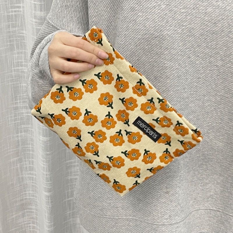 Bolsa de cosméticos de gran capacidad portátil fresco pequeño floral ins bolsa de almacenamiento bolsa de lavado elegante bolsa de almacenamiento jacquard