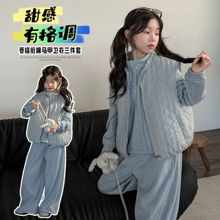 秋冬季女童马甲套装新童装儿童女孩休闲上衣裤子马甲三件套童套装
