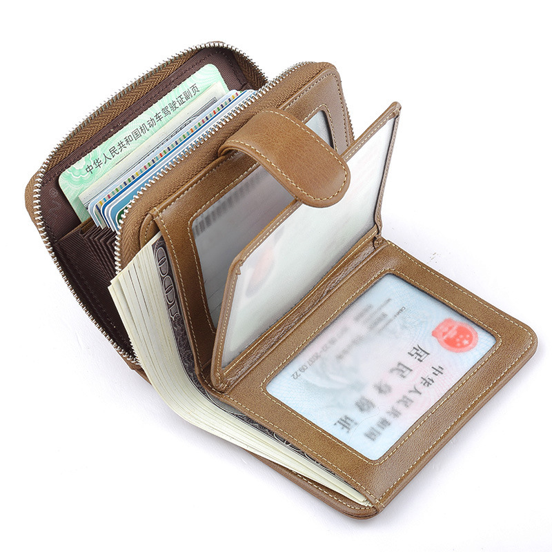 Bolso Fimanka Bolso de licencia de conducir de cuero para hombre Bolso de tarjeta todo en uno Bolso de tarjeta Cartera de múltiples asientos de tarjeta de gran capacidad Bolso de identificación