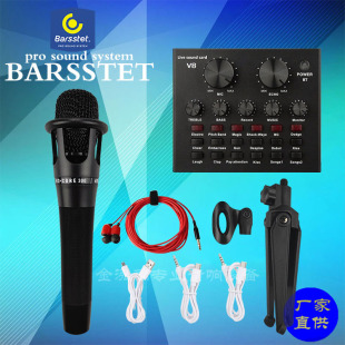 Manufacturer Wholesale E300 Capacitive Microphone Handheld Microphone Mobile Live Broadcast Computer Anchor Sound Card Set