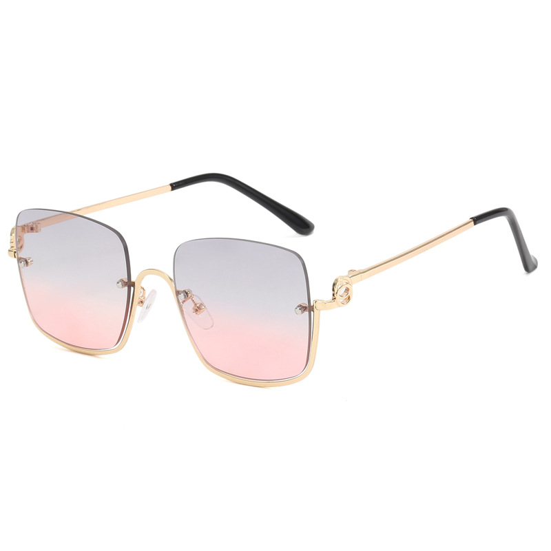 Gafas de sol de color marrón retro Gafas de sol finas de alta calidad ins Gafas de sol de maquillaje cuadrado de medio marco inferior