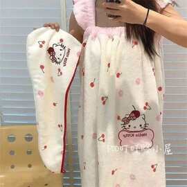 kit吊带浴裙樱桃少女心系列吸水珊瑚绒吸水不掉毛速干加厚干发帽