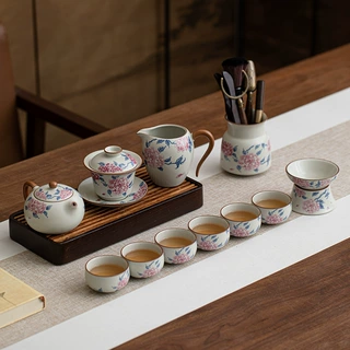 汝窑茶杯茶壶盖碗2025新款高档功夫茶具套装家用轻奢泡茶用品大全