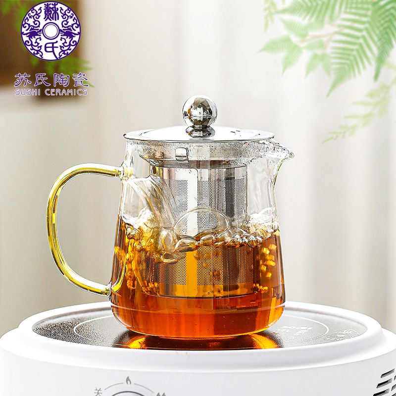 Glass teapot stainless steel