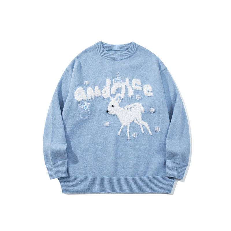 André.| Mujeres americanas de Navidad ciervo otoño invierno pareja alta versátil cuello redondo camiseta de manga larga suéter image 6