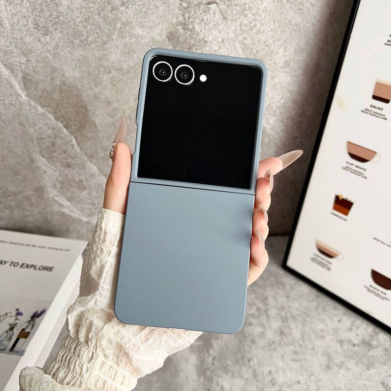 ins ソリッドカラーの肌の感触の大きなウィンドウ Samsung Galaxy ZFlip 30% off スタックスクリーンビジネス落下防止携帯電話ケースシンプル|undefined