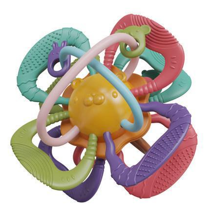 Cross-border baby children's teether hand grasping ball early education comfort toy baby chewable rubber silicone grip Manhattan ball