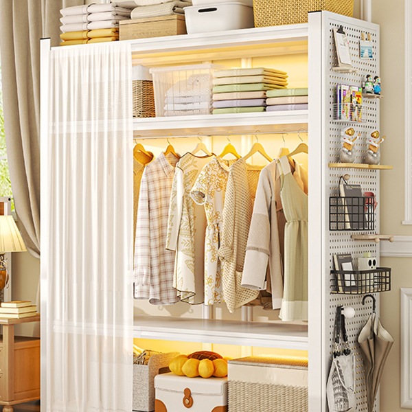 Shelf Wardrobe Rental Clothes Rack Coat Rack Free Assembly Steel Floor-Standing Wardrobe Simple Clothes Rack Open Storage Rack