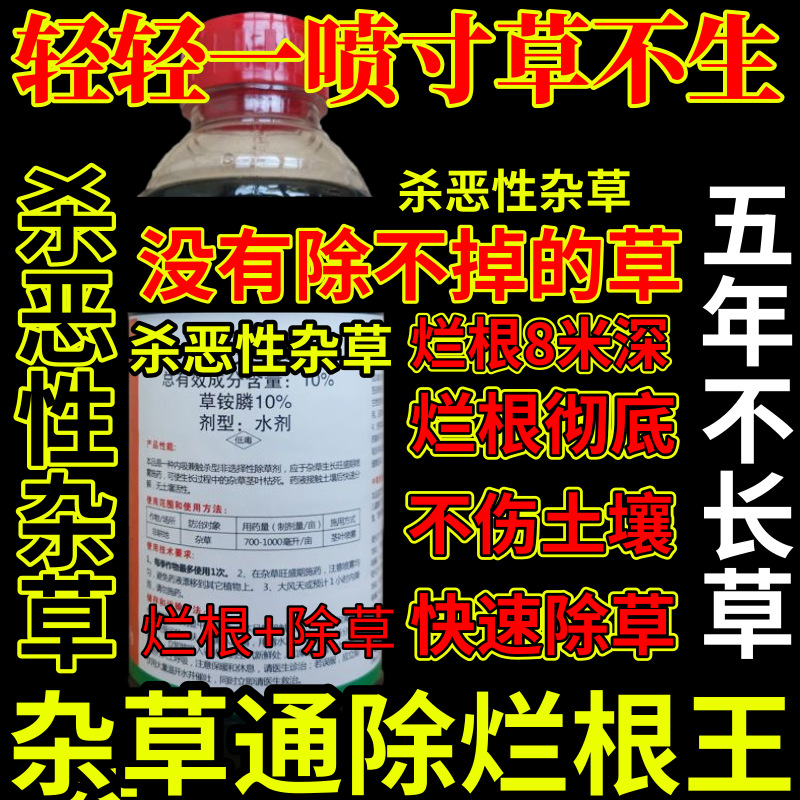 轻轻一喷寸草不生精草铵膦铵盐杀恶性杂草除草剂果园烂根剂杀草王