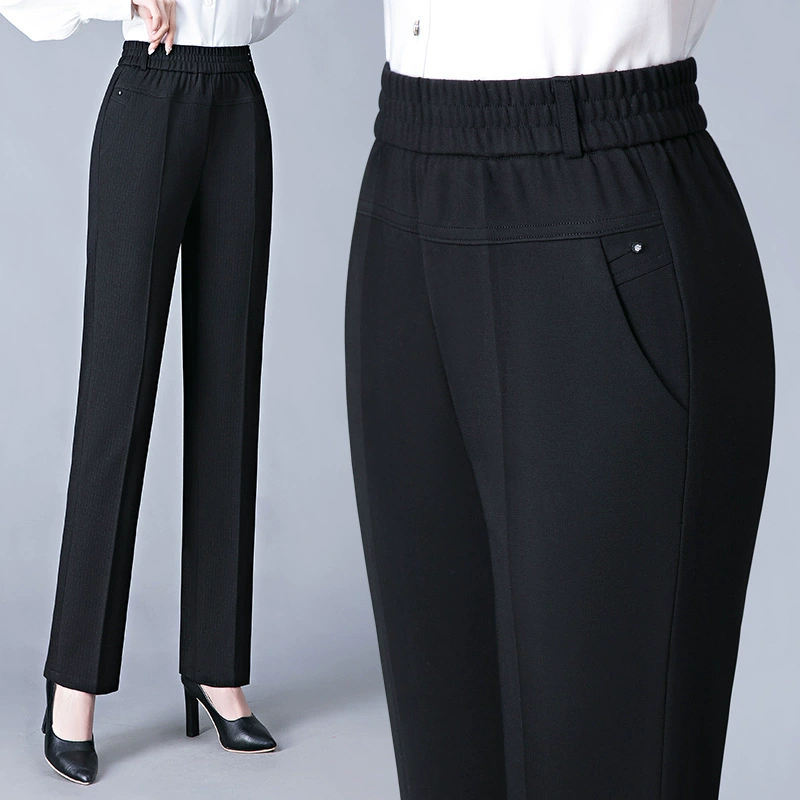 Женские брюки среднего возраста, Осенние новые модные брюки для мам с высокой талией, 40 лет, 50 женщин среднего возраста, универсальные повседневные длинные брюки