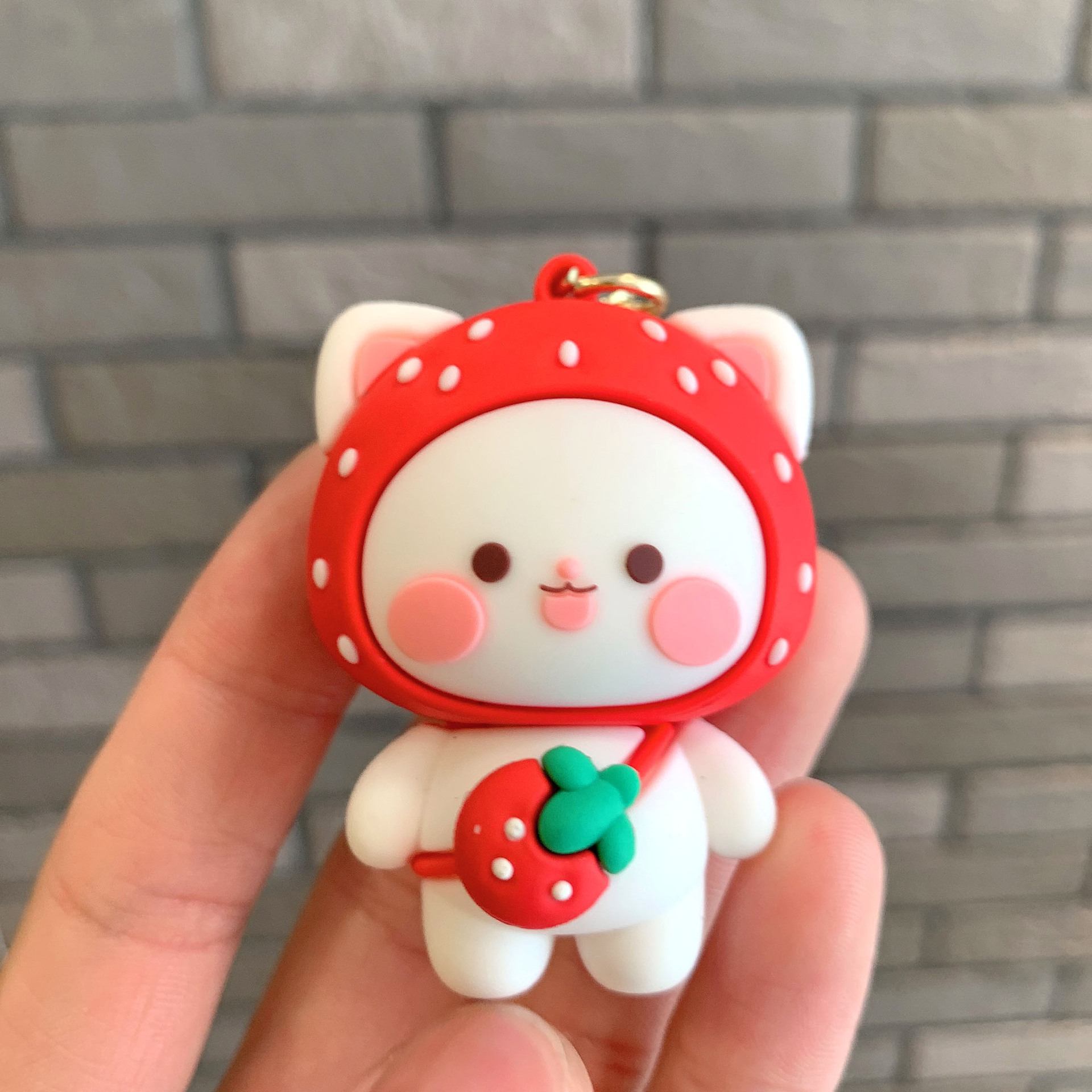 Lovely Fruit Cat Keychain Cartoon Doll Colgante Car Keychain Colgante Bolso de pareja Colgante Regalo