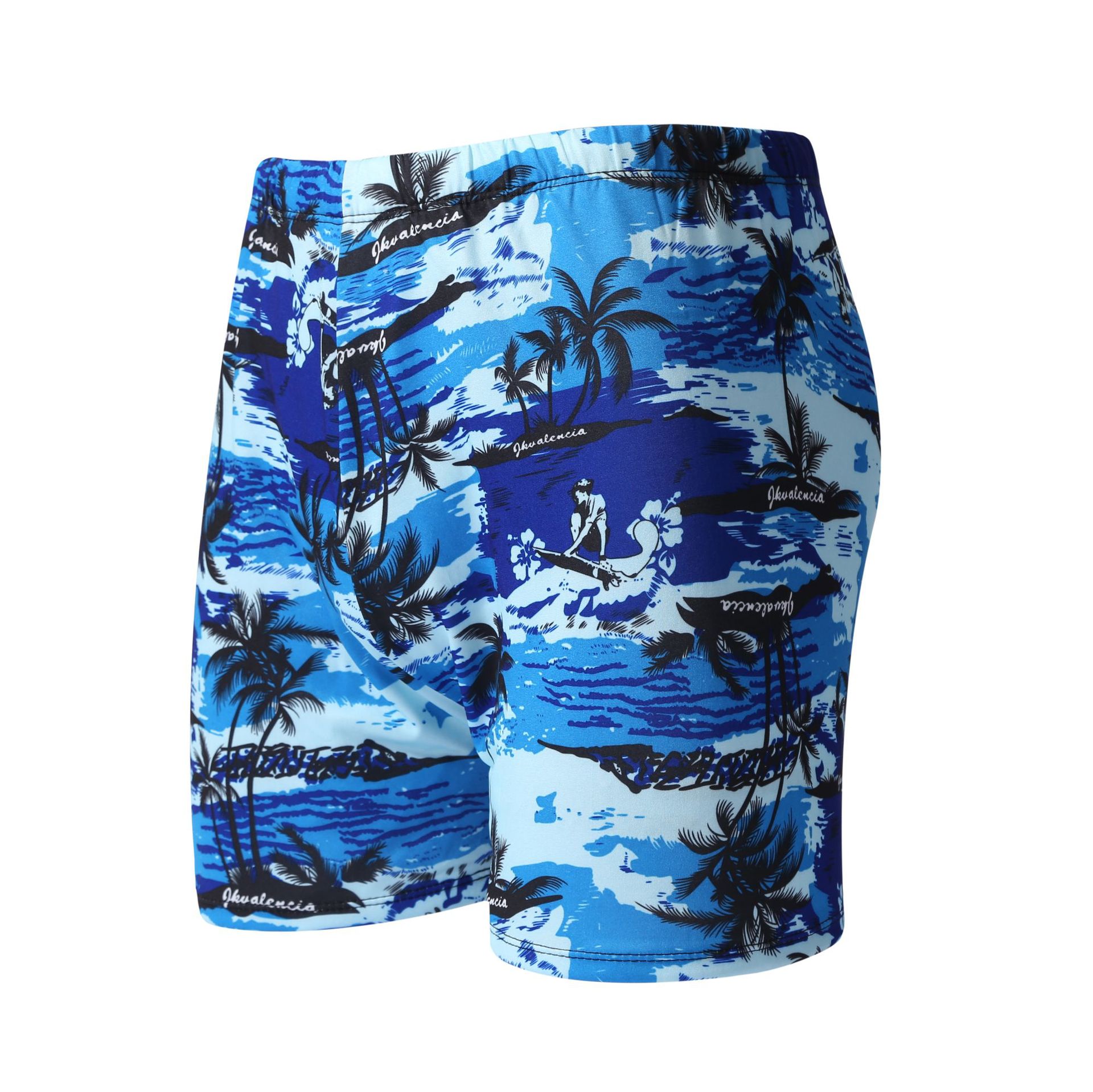 Comfortable flat-bottom swim trunks for adult men, plus-size quick-drying swim gear, floral milk silk swim trunks