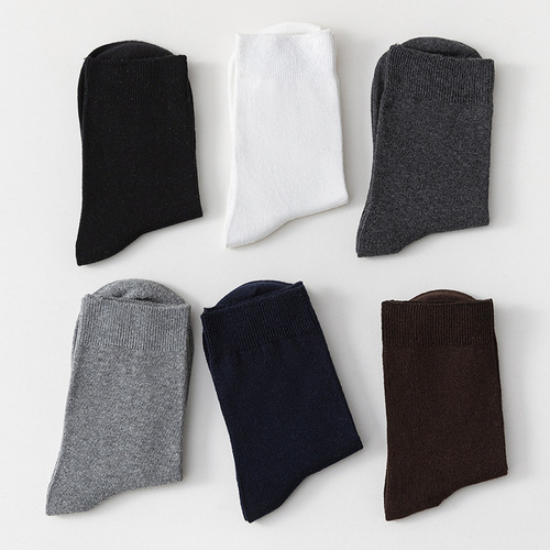Men's all-season socks double-needle solid color men's business mid-calf socks cotton casual men's cotton socks wholesale