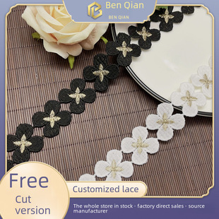 Black two-color golden accessory handmade, four-leaf clover, Lolita style