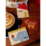 REhi夹住卡包原创PU多卡槽趣味多功能小巧卡套便携式卡片童趣卡通