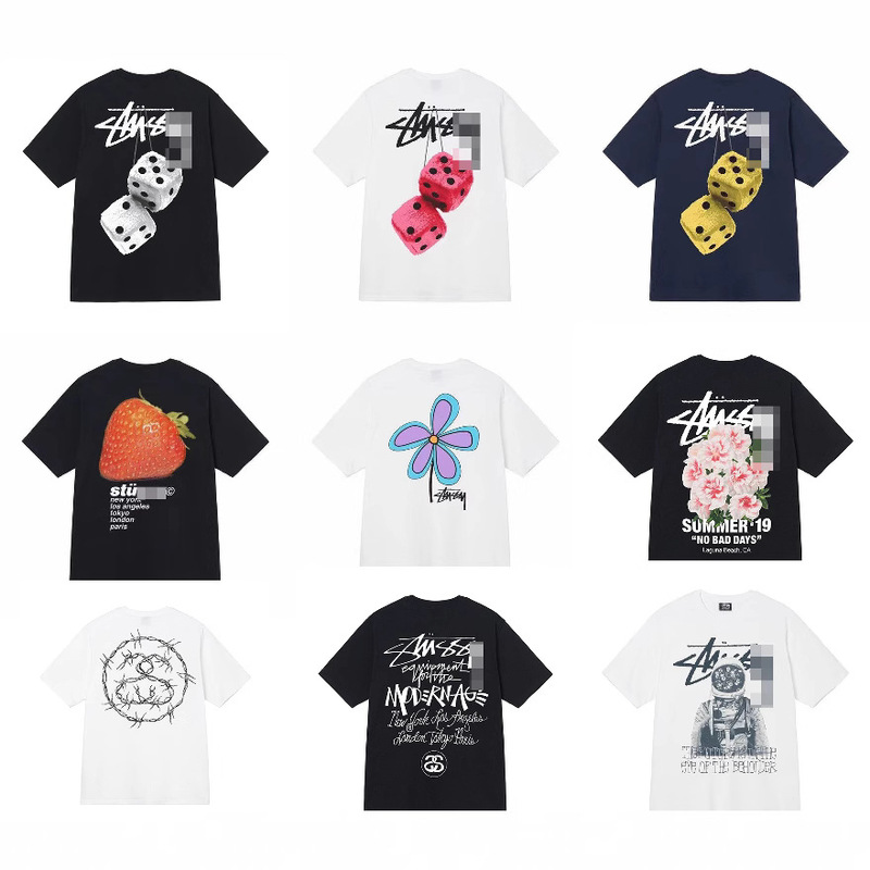 High-Quality Export Product 2025 New Stussy Cute Short-Sleeve Men's T-Shirt 270g Heavyweight Cotton Unisex Style
