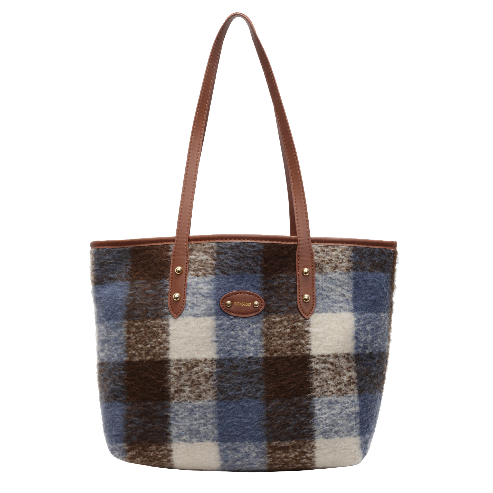 Personalidad de la tendencia de gran capacidad extranjera de transporte 2024 nueva moda de lana cuadrada de hombro bolso de mano bolso de mujer