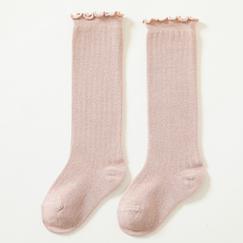 Nuevos calcetines de media pantorrilla de oreja de madera para niños de otoño e invierno calcetines de encaje de bebé sobre la rodilla calcetines largos sueltos calcetines para niños y niñas