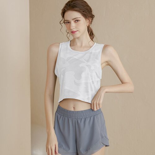 Camouflage Sports Tank Top for Women, Loose Sweatshirt Style, Thin sleeveless Fitness Top, Yoga Clothes for Summer