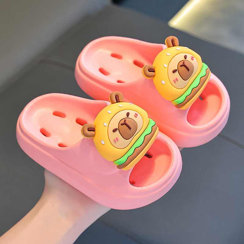 Capibara zapatillas para niños con fugas de agua de verano, zapatillas para niños y niñas con sensación de pisar excrementos para bañarse y respirar, zapatillas para padres y niños antideslizantes