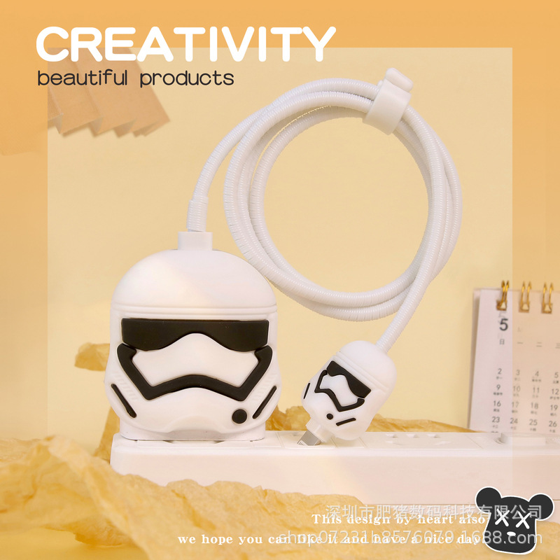 Nuevo cable de datos de dibujos animados cubierta protectora adecuado para Apple carga rápida cabeza 18/20W carga cabeza cubierta protectora Winder