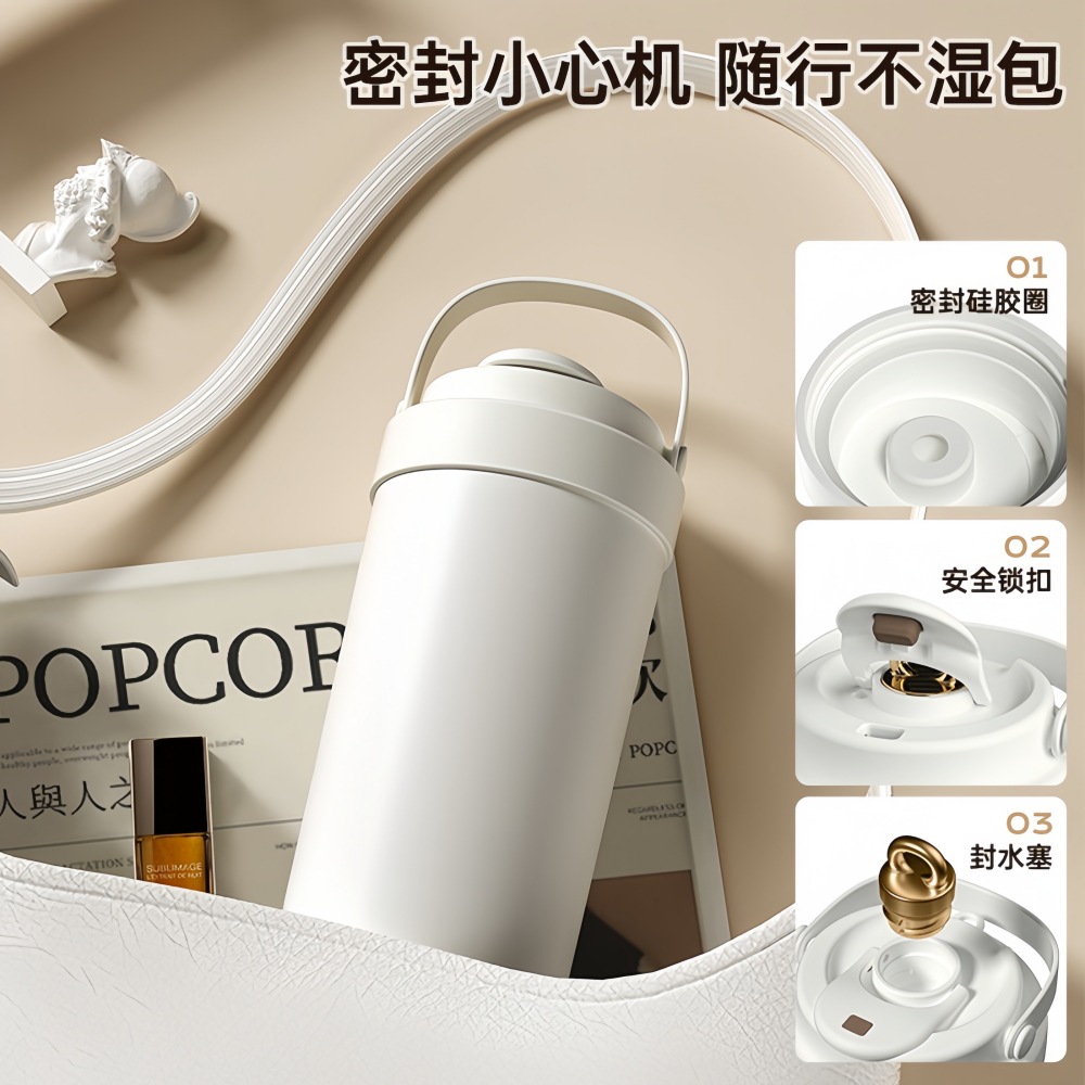 Taza de café de cerámica interior, taza de acero inoxidable portátil, taza de agua de lujo ligera, taza de paja de alta calidad