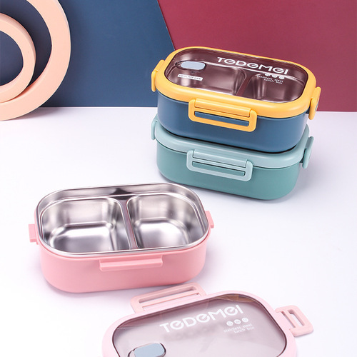 304 stainless steel insulated lunch box, portable lunch box for students and office workers, square large-capacity lunch box, special and beautiful