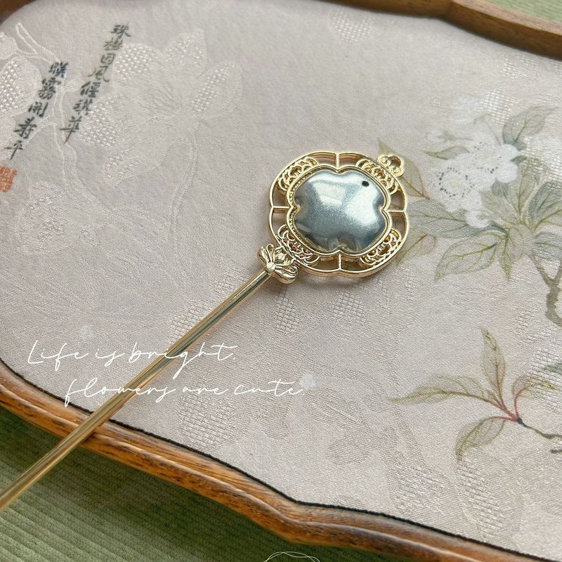宋锦手工材料底托合金发簪双面diy如意海棠配件|undefined