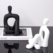 北欧创意抽象人物泥塑盘腿人客厅书房酒柜家居装饰品现代礼物